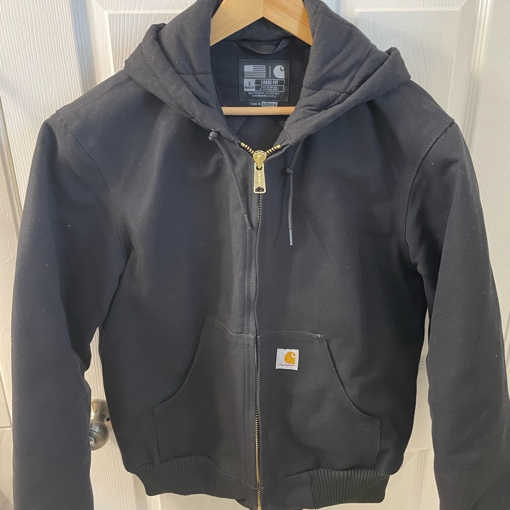 Carhartt Mens Loose Fit Firm Duck Active Hooded Jacket, made in USA